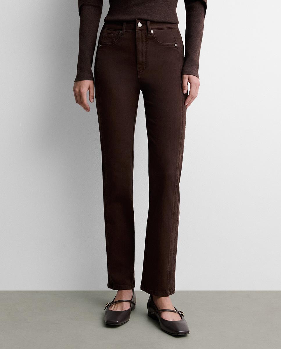 Pantalón de mujer vaquero slim bordado - Simorra - Marrón Marrón-2
