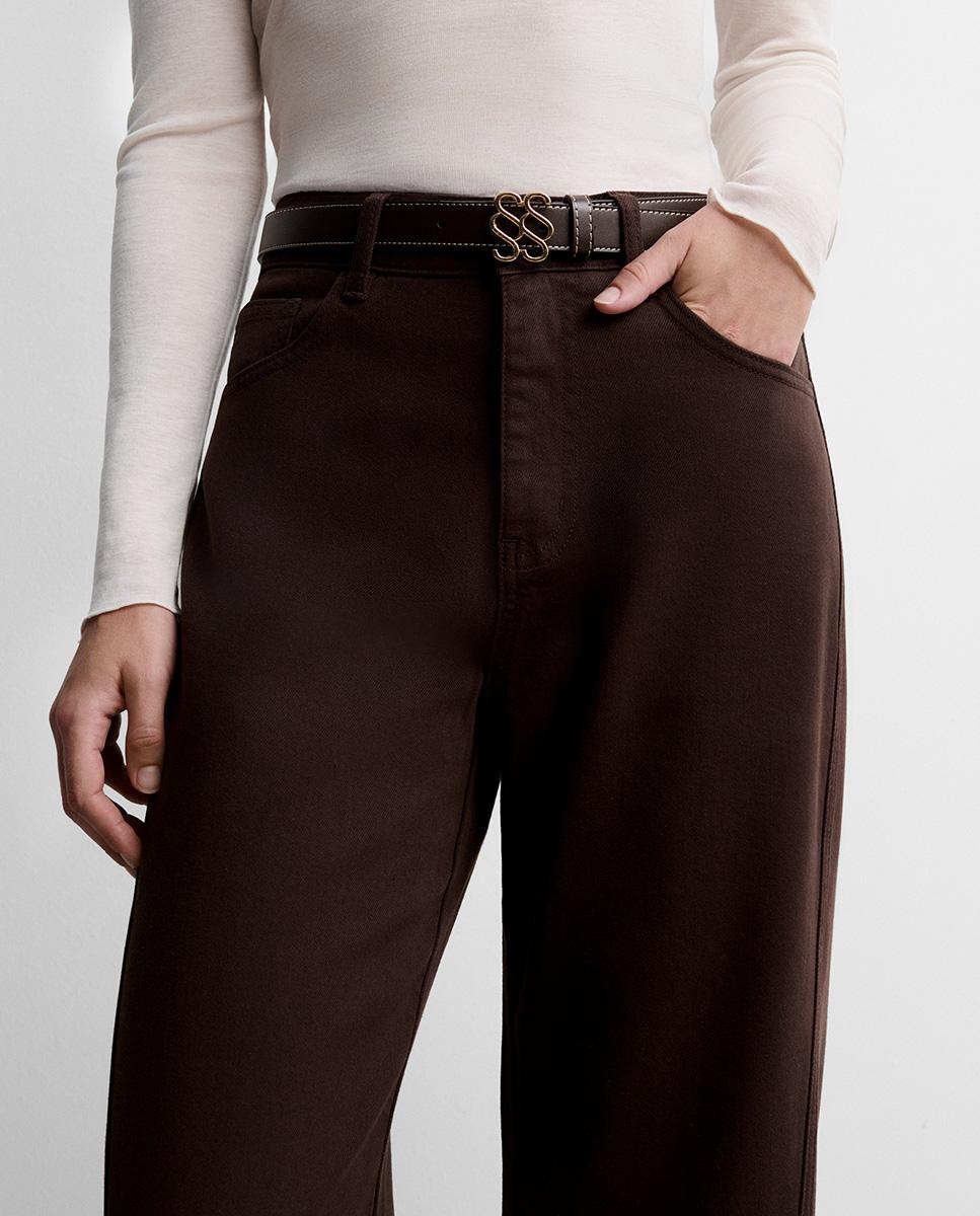 Pantalón de mujer vaquero ancho - Simorra - Marrón Marrón-2