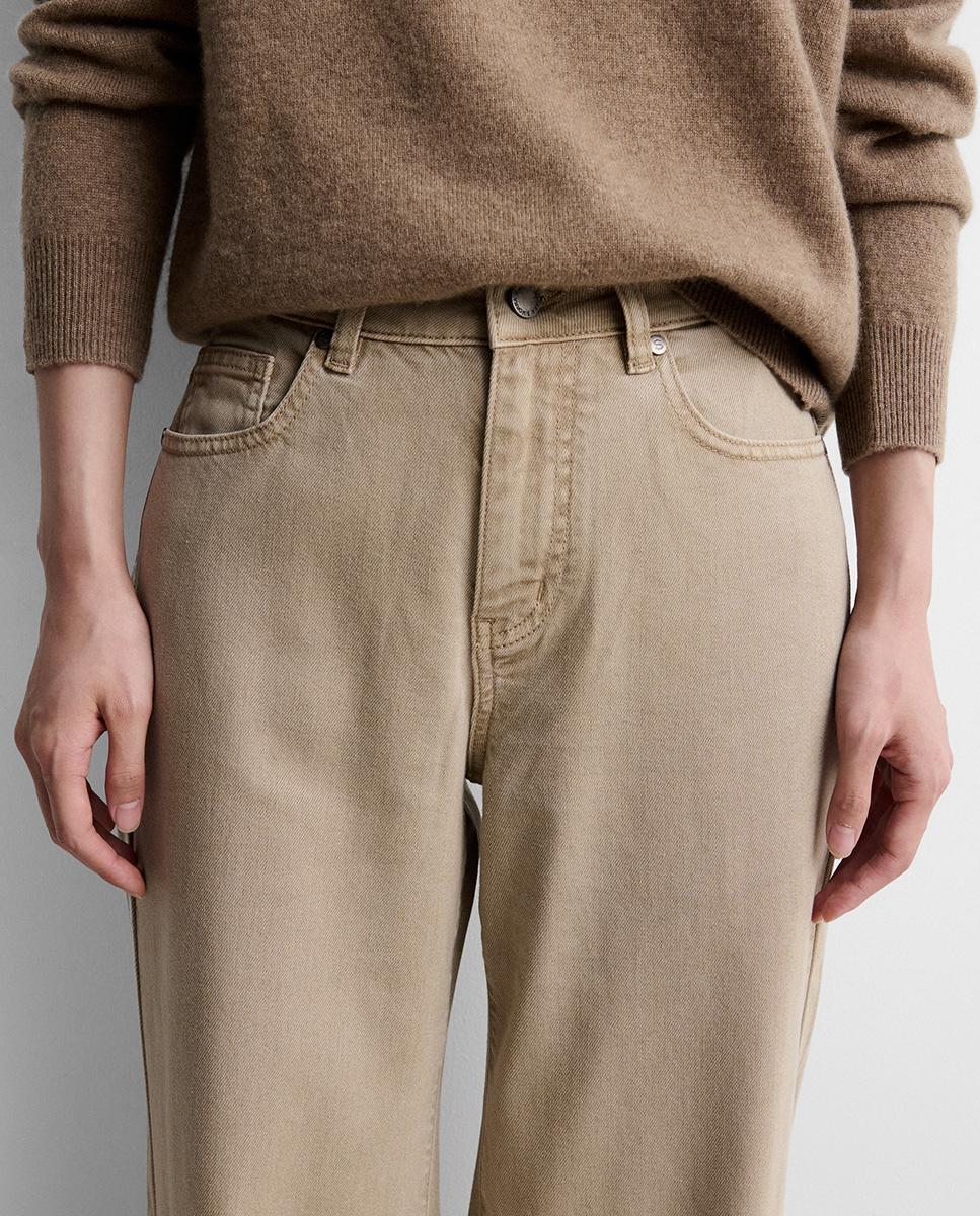 Pantalón de mujer vaquero ancho - Simorra - Beige Beige-3