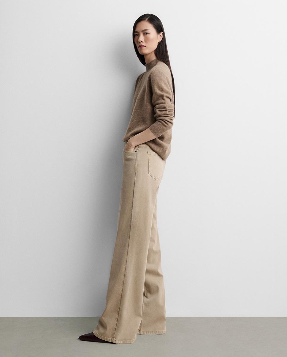Pantalón de mujer vaquero ancho - Simorra - Beige Beige-4