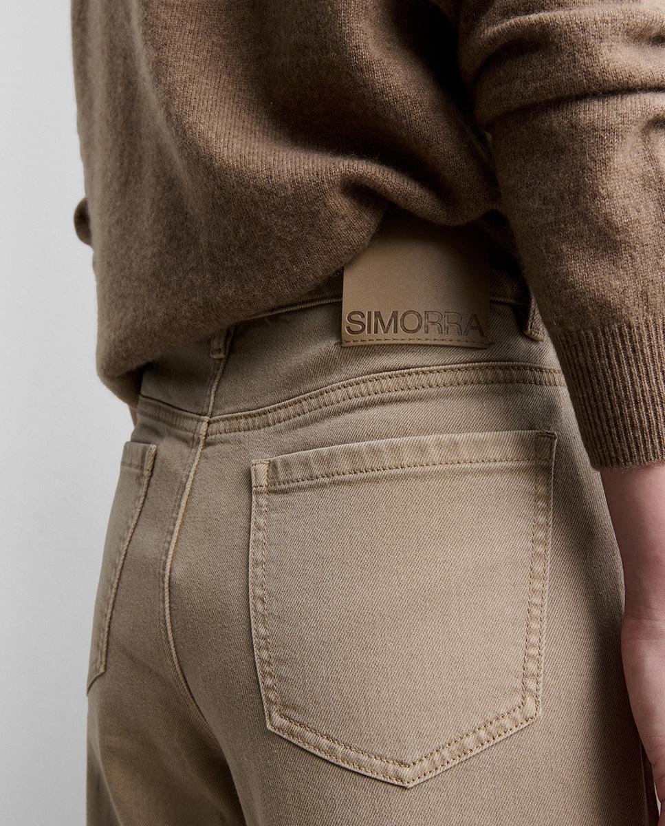 Pantalón de mujer vaquero ancho - Simorra - Beige Beige-5