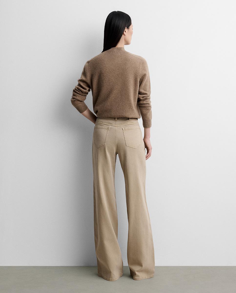 Pantalón de mujer vaquero ancho - Simorra - Beige Beige-6