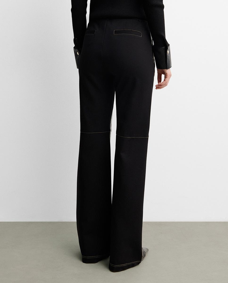 Pantalón de mujer bimateria pespuntes - Simorra - Negro Negro-4