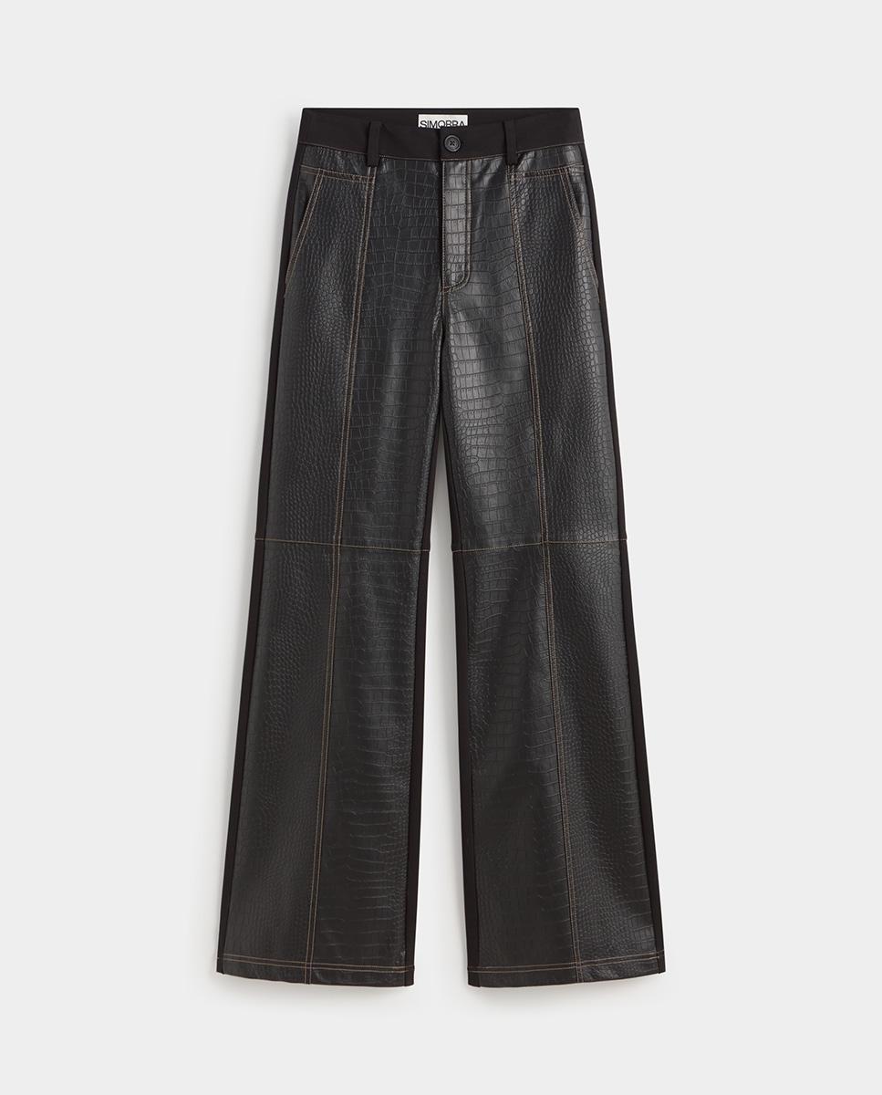 Pantalón de mujer bimateria pespuntes - Simorra - Negro Negro-5