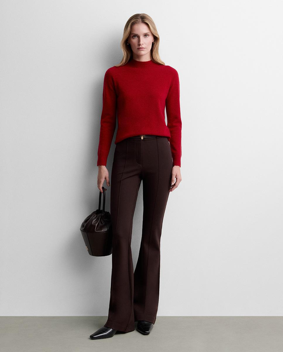 Pantalón de mujer stretch cinturón - Simorra - Marrón Marrón-1