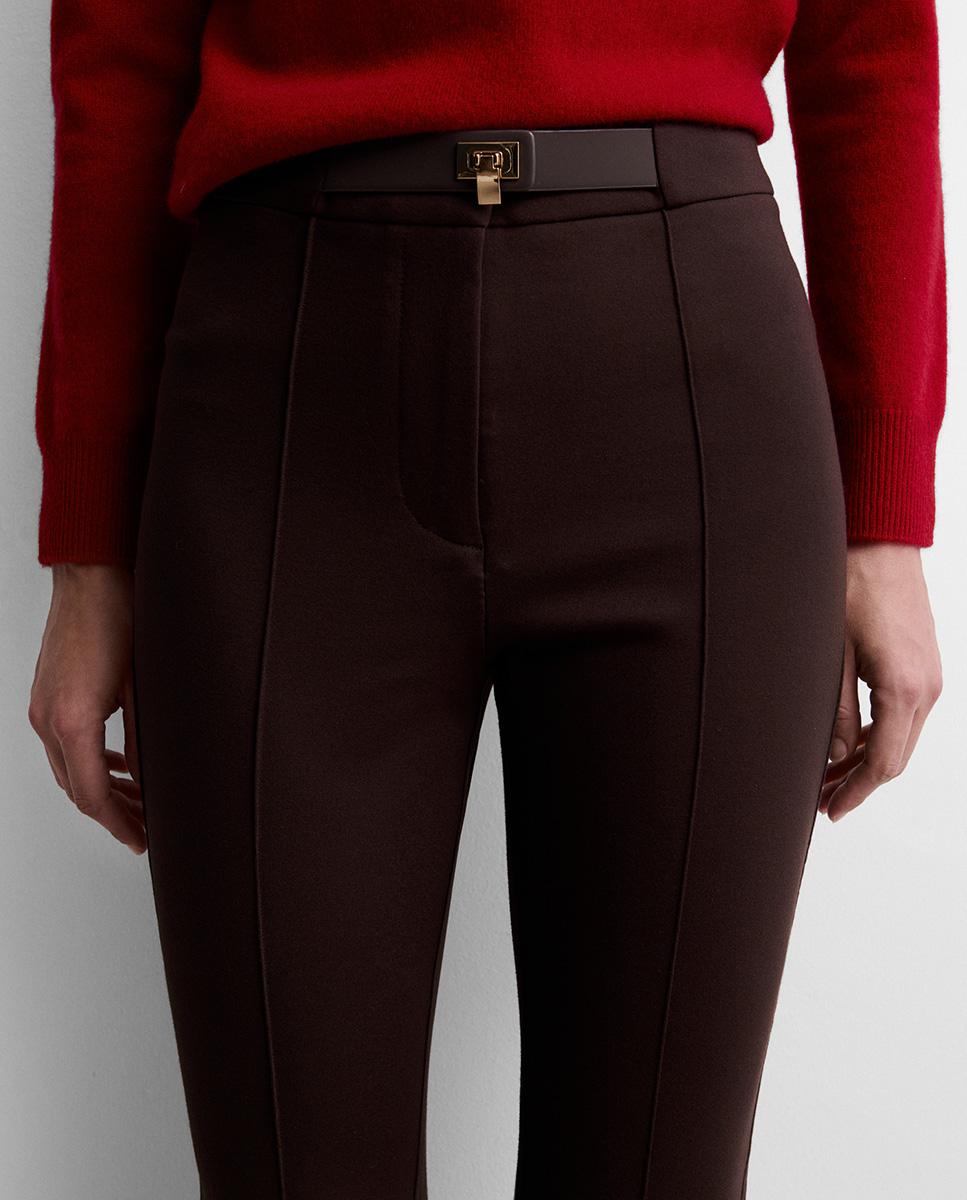 Pantalón de mujer stretch cinturón - Simorra - Marrón Marrón-2