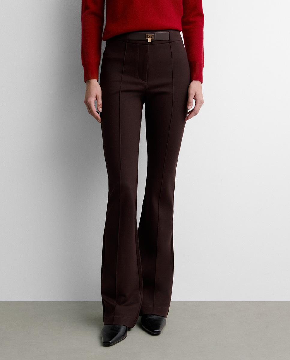Pantalón de mujer stretch cinturón - Simorra - Marrón Marrón-3