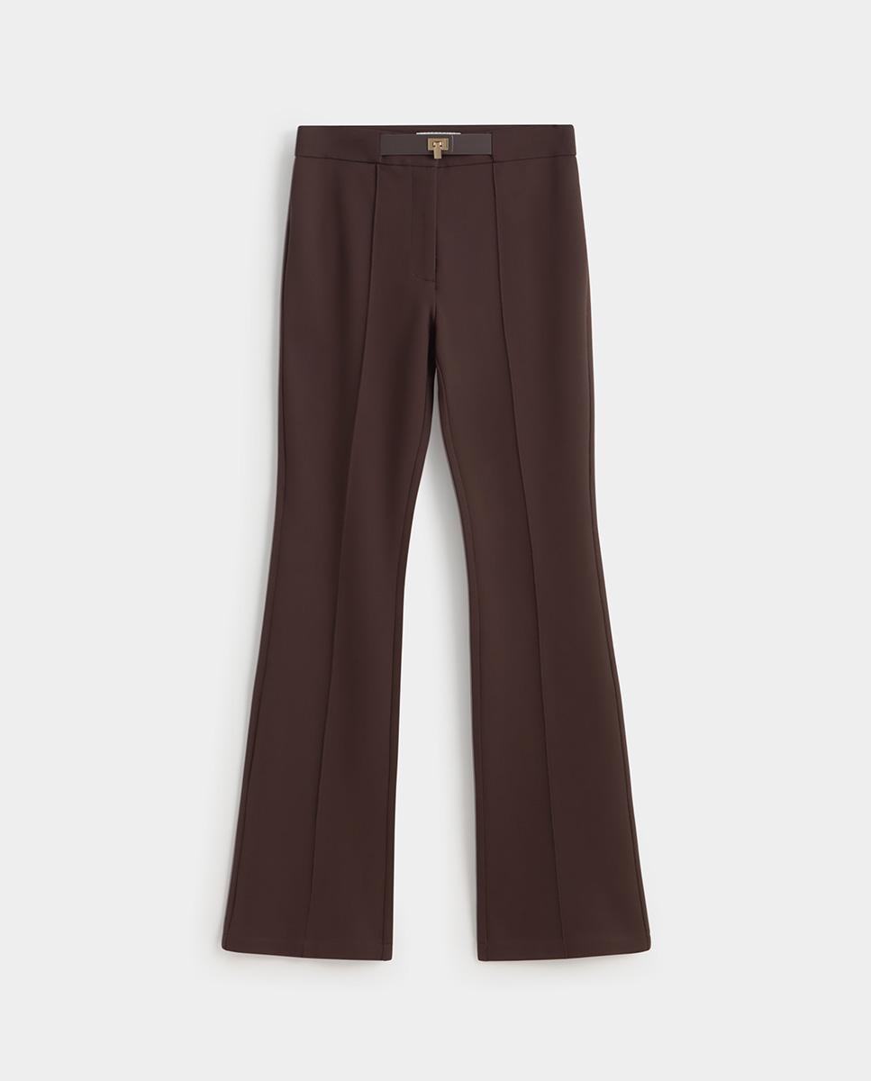 Pantalón de mujer stretch cinturón - Simorra - Marrón Marrón-5