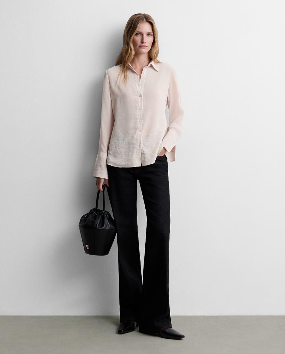 Camisa de mujer fluida bordada - Simorra - Crudo Crudo-1