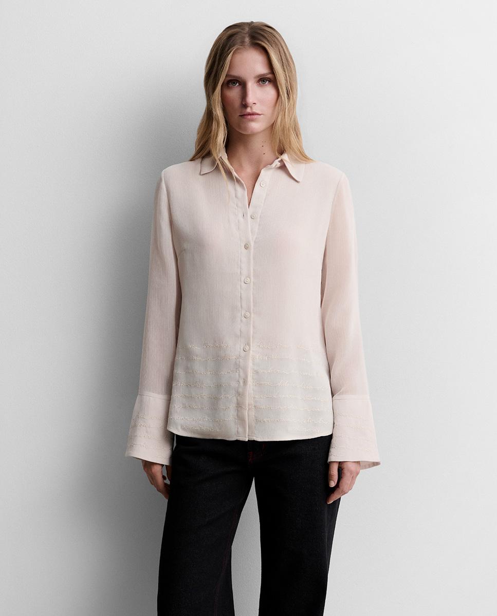 Camisa de mujer fluida bordada - Simorra - Crudo Crudo-2