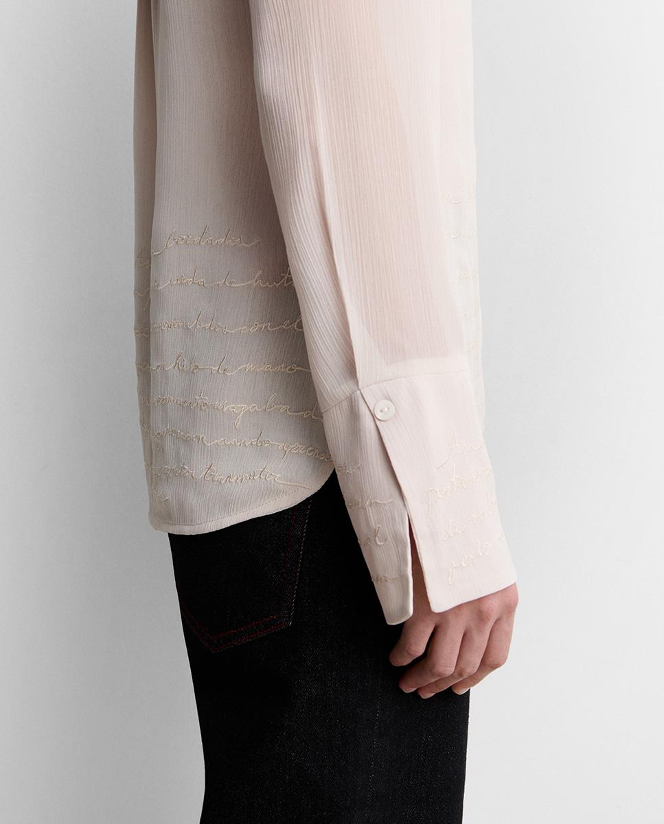 Camisa de mujer fluida bordada - Simorra - Crudo Crudo-3
