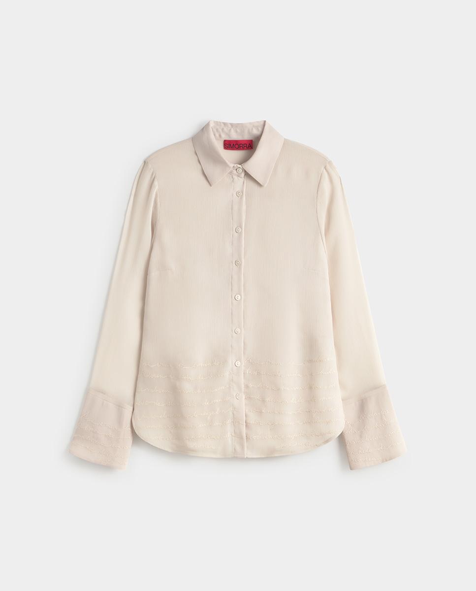 Camisa de mujer fluida bordada - Simorra - Crudo Crudo-5
