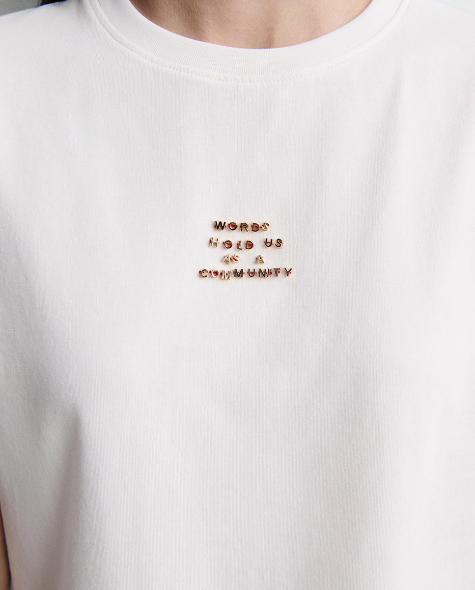 Camiseta de mujer algodón mensaje - Simorra - Blanco Blanco-3
