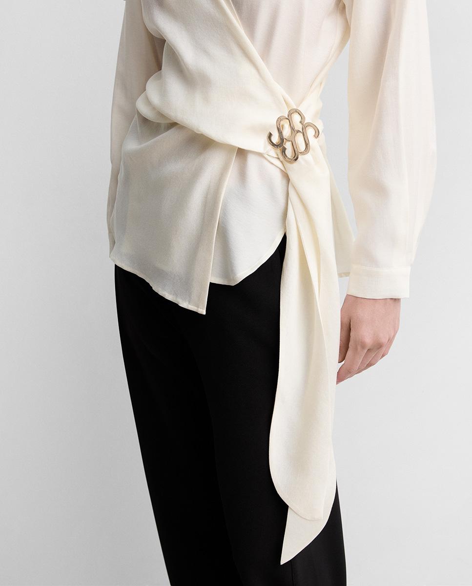 Blusa de mujer fluida lazada - Simorra - Crudo Crudo-3