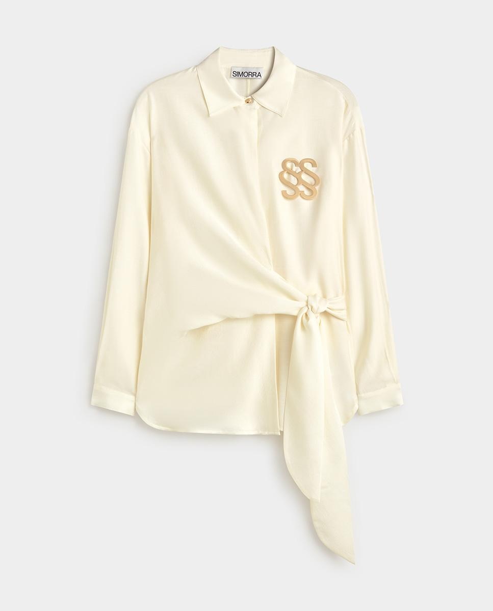 Blusa de mujer fluida lazada - Simorra - Crudo Crudo-6