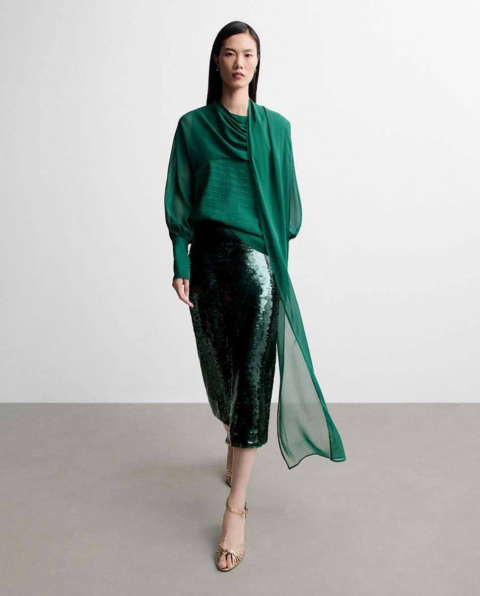 Imagen 0 de Blusa de mujer bordada pañuelo Verde