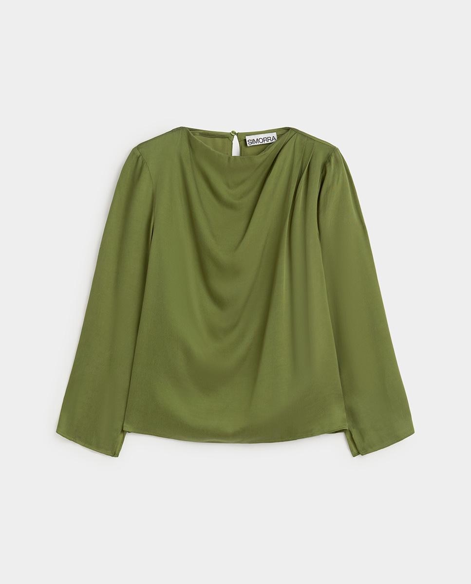 Imagen 0 de Blusa de mujer fluida satinada Verde