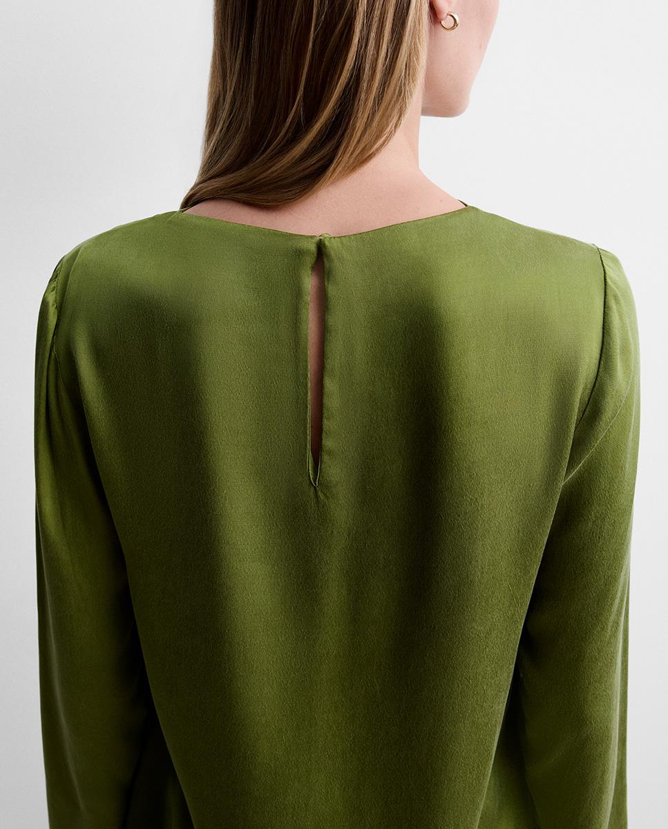 Blusa de mujer fluida satinada - Simorra - Verde Verde-2