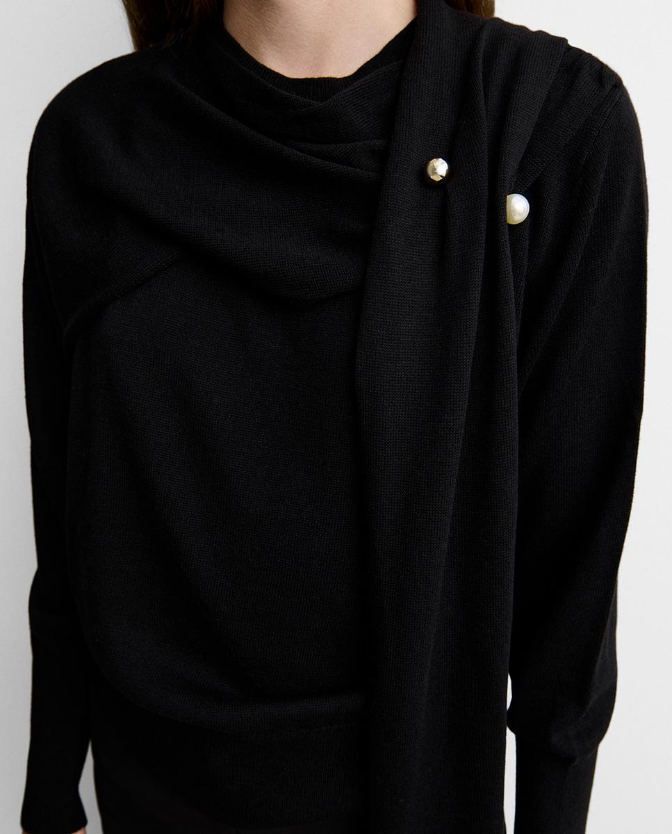 Jersey de mujer punto pañuelo - Simorra - Negro Negro-3