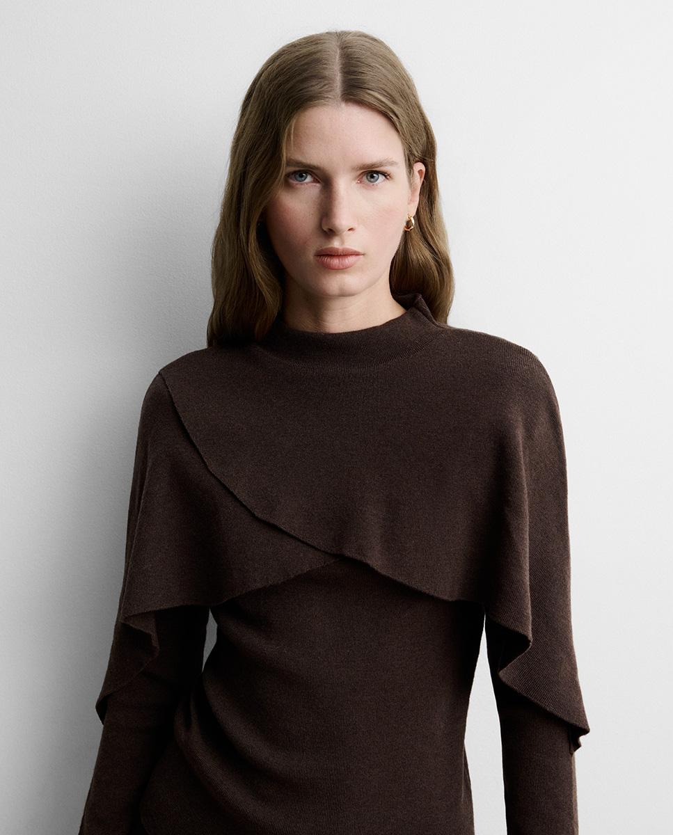 Jersey de mujer detalle capa - Simorra - Marrón Marrón-2