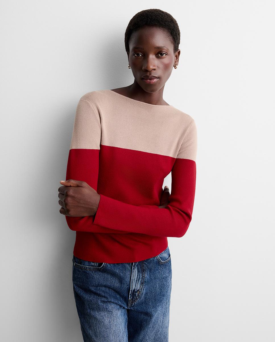 Jersey de mujer punto bicolor - Simorra - Visón Visón-4