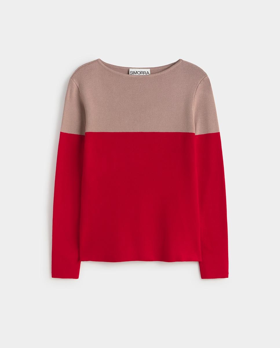 Jersey de mujer punto bicolor - Simorra - Visón Visón-6