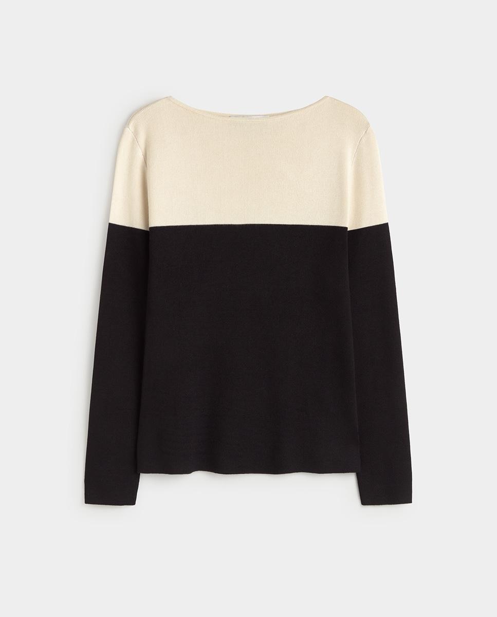 Jersey de mujer punto bicolor - Simorra - Negro Negro-5