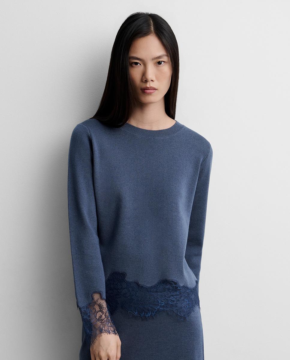 Jersey de mujer punto blonda - Simorra - Azul Azul-3