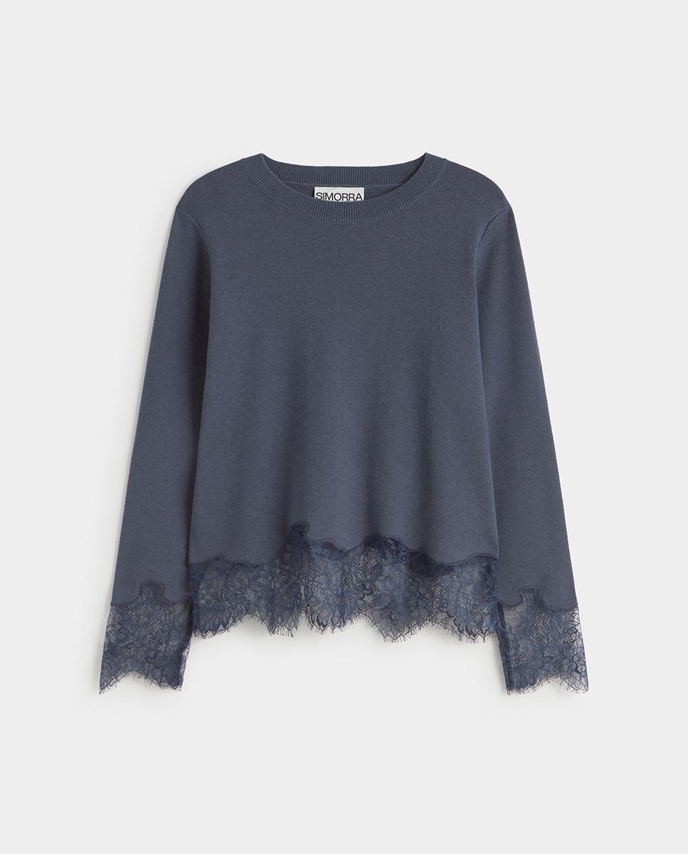 Jersey de mujer punto blonda - Simorra - Azul Azul-5