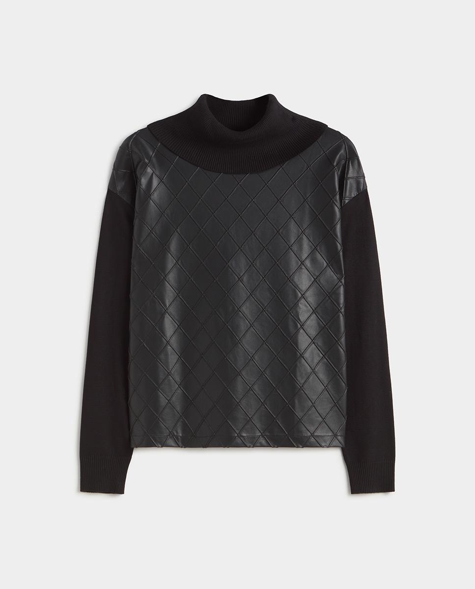 Jersey de mujer bimateria rombos - Simorra - Negro Negro-5