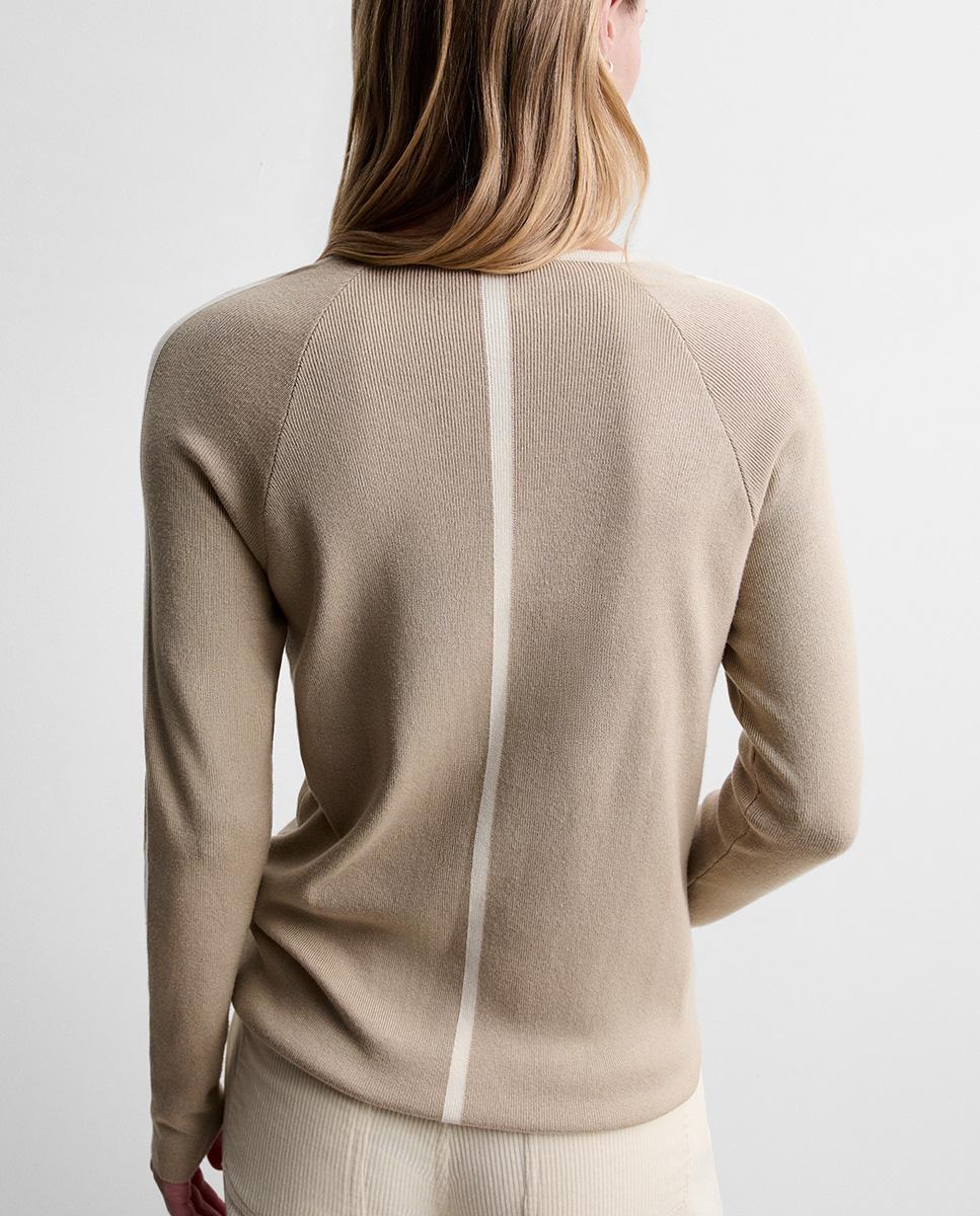 Jersey de mujer escote pico - Simorra - Beige Beige-5