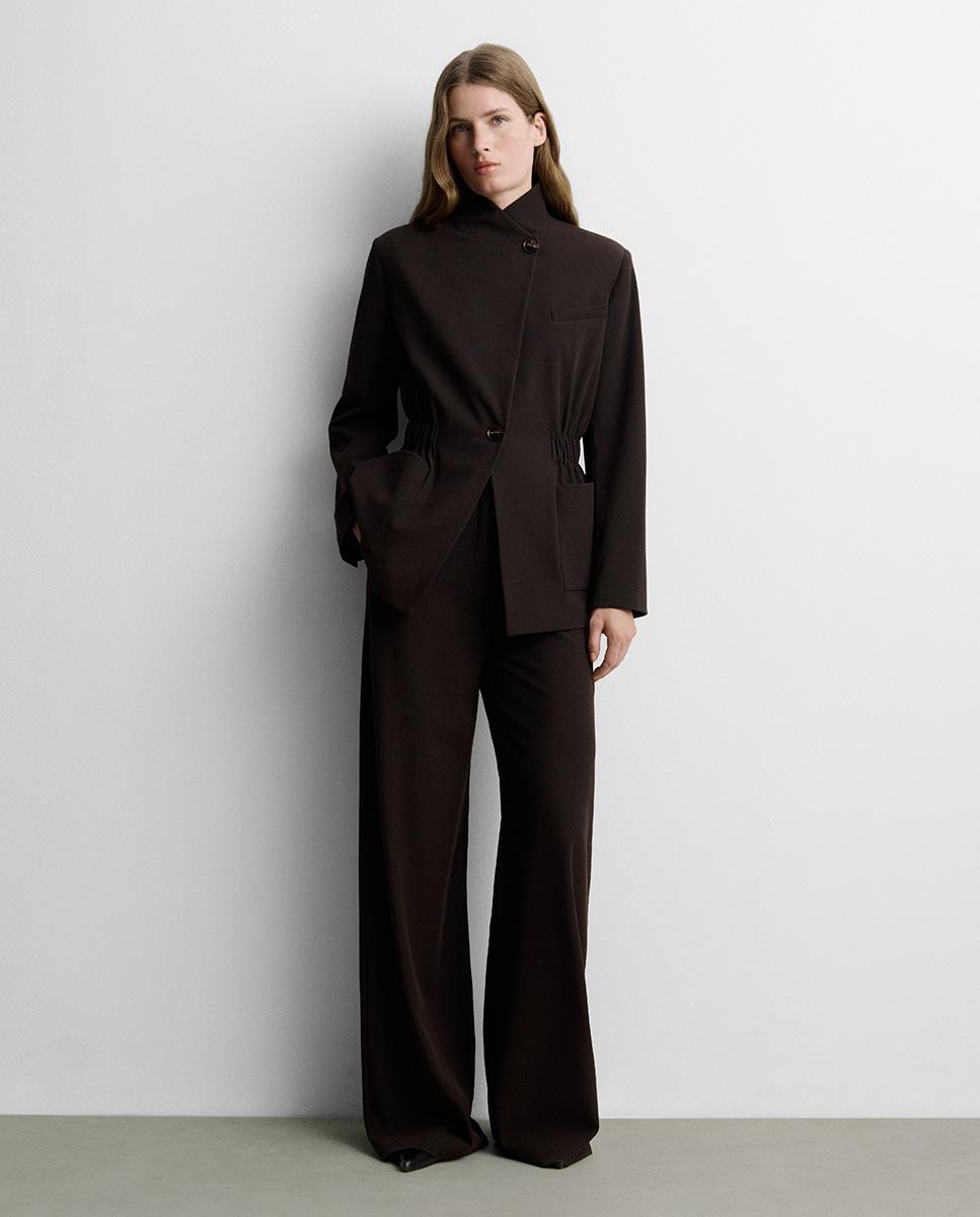 Pantalón de mujer stretch ancho - Simorra - Marrón Marrón-1