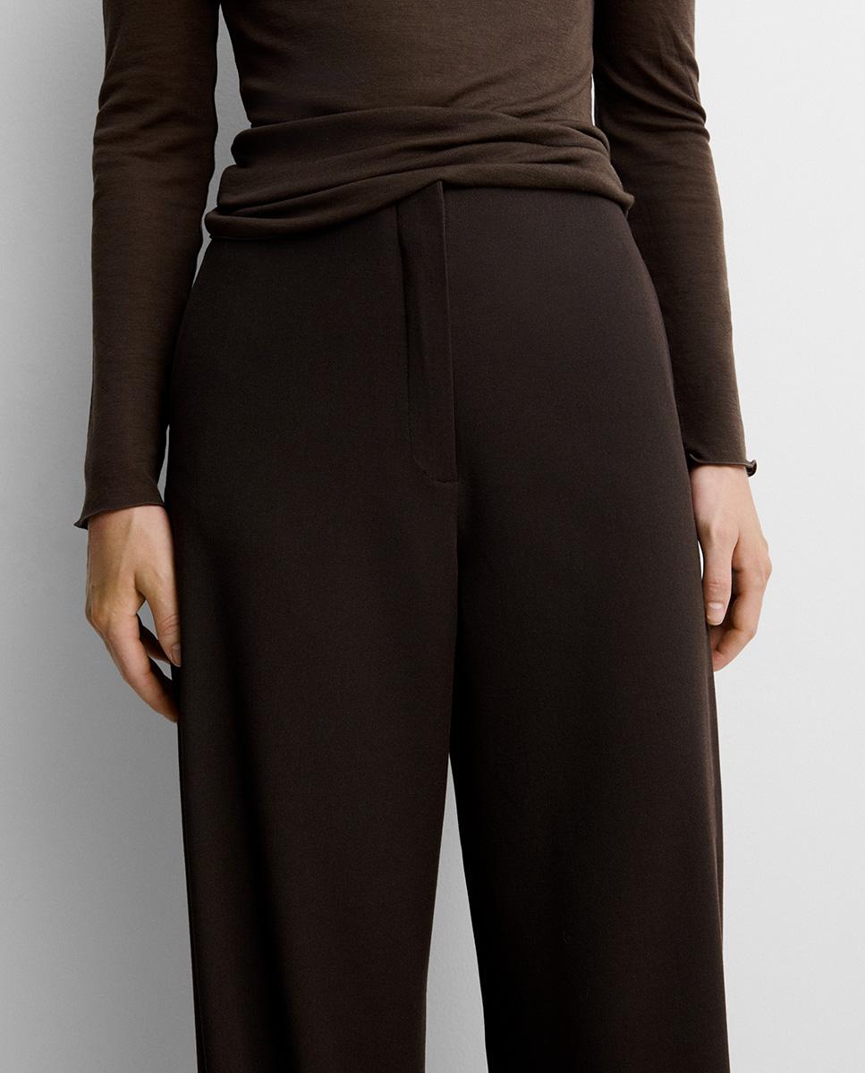 Pantalón de mujer ancho tiro alto - Simorra - Marrón Marrón-3