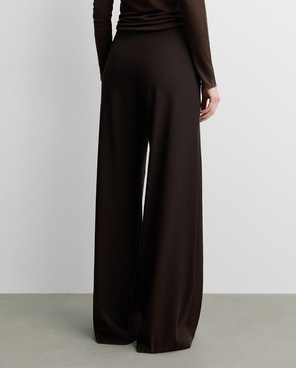 Pantalón de mujer ancho tiro alto - Simorra - Marrón Marrón-4