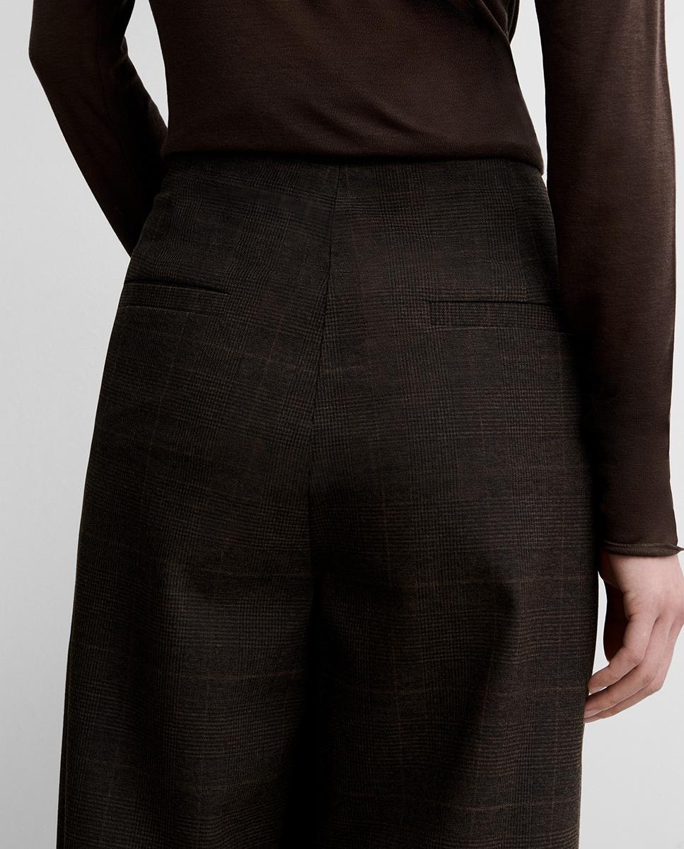 Pantalón de mujer pinzas estampado cuadros - Simorra - Marrón Marrón-4