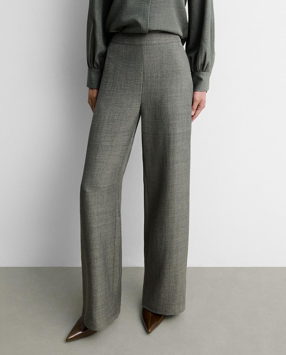 Pantalón de mujer ancho fluido - Simorra - Verde Verde-2