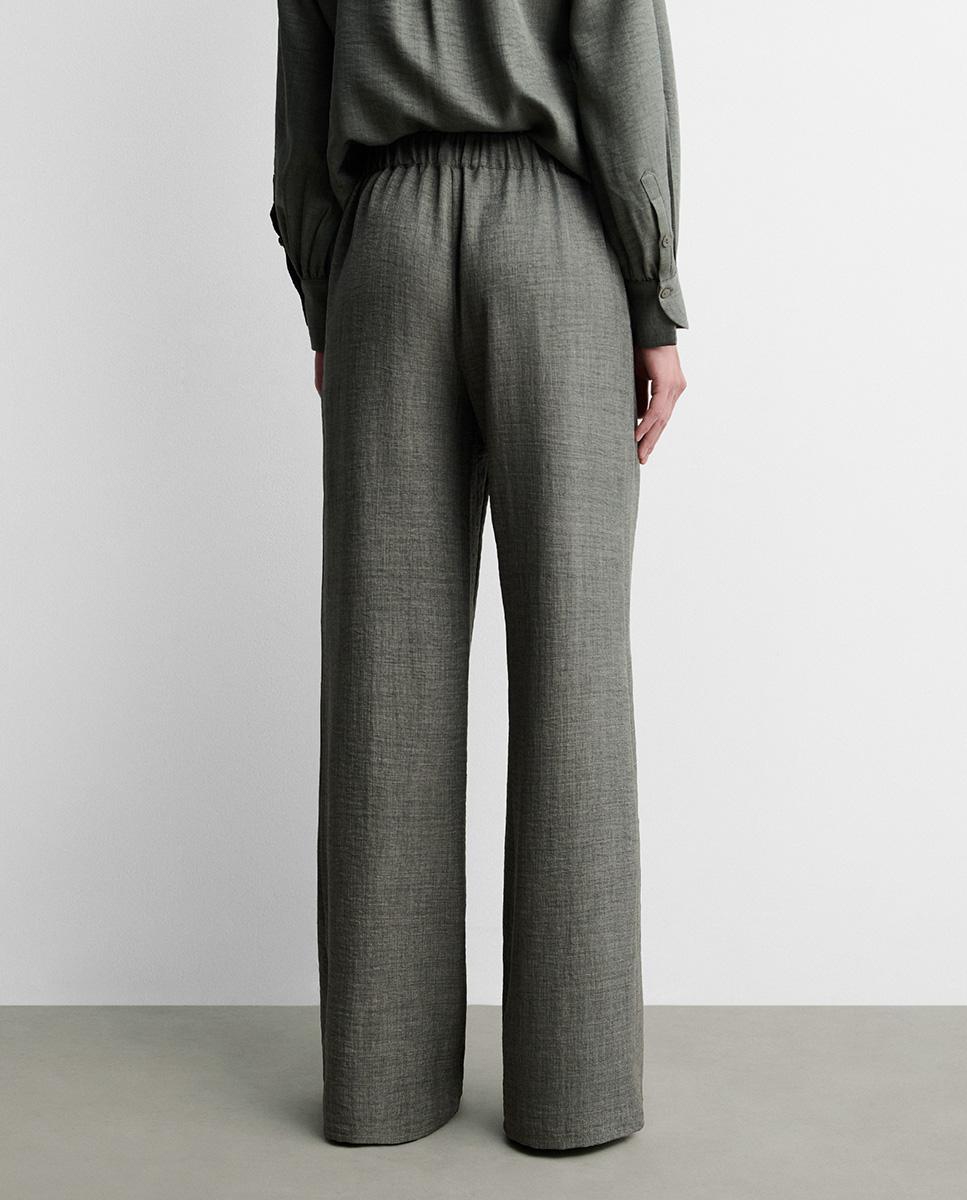 Pantalón de mujer ancho fluido - Simorra - Verde Verde-4