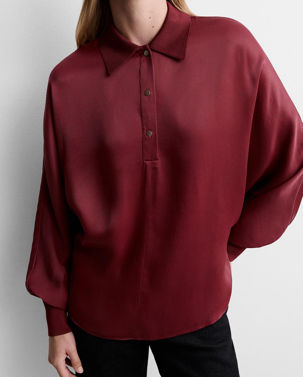 Blusa de mujer satinada manga murciélago - Simorra - Granate Granate-3
