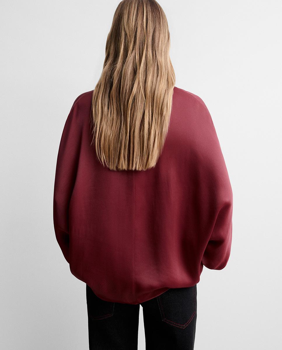 Blusa de mujer satinada manga murciélago - Simorra - Granate Granate-4