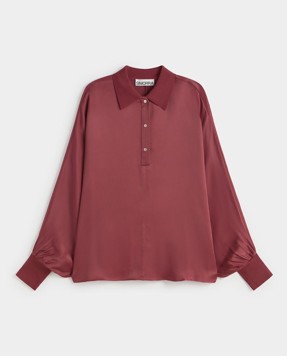 Blusa de mujer satinada manga murciélago - Simorra - Granate Granate-5