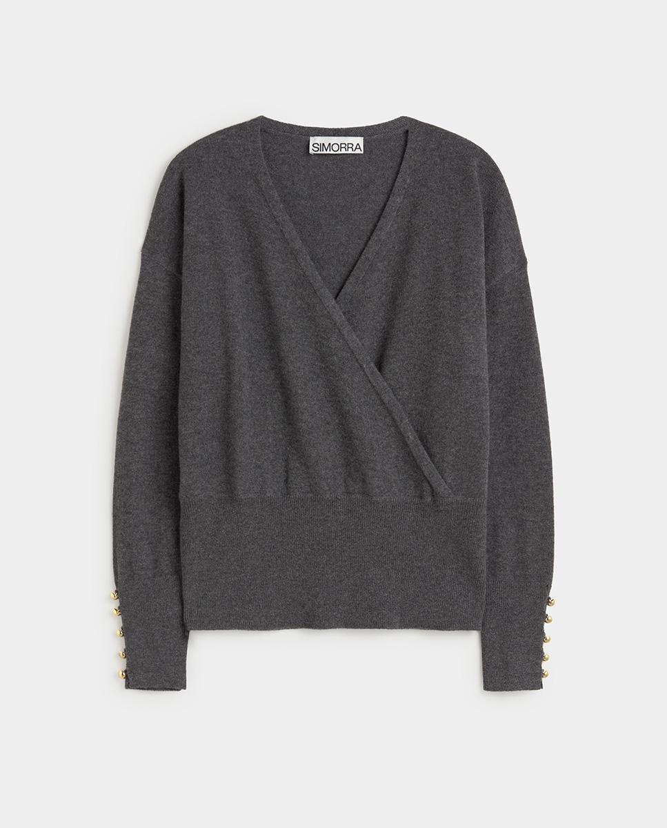 Jersey de mujer punto cruzado - Simorra - Gris Gris-5