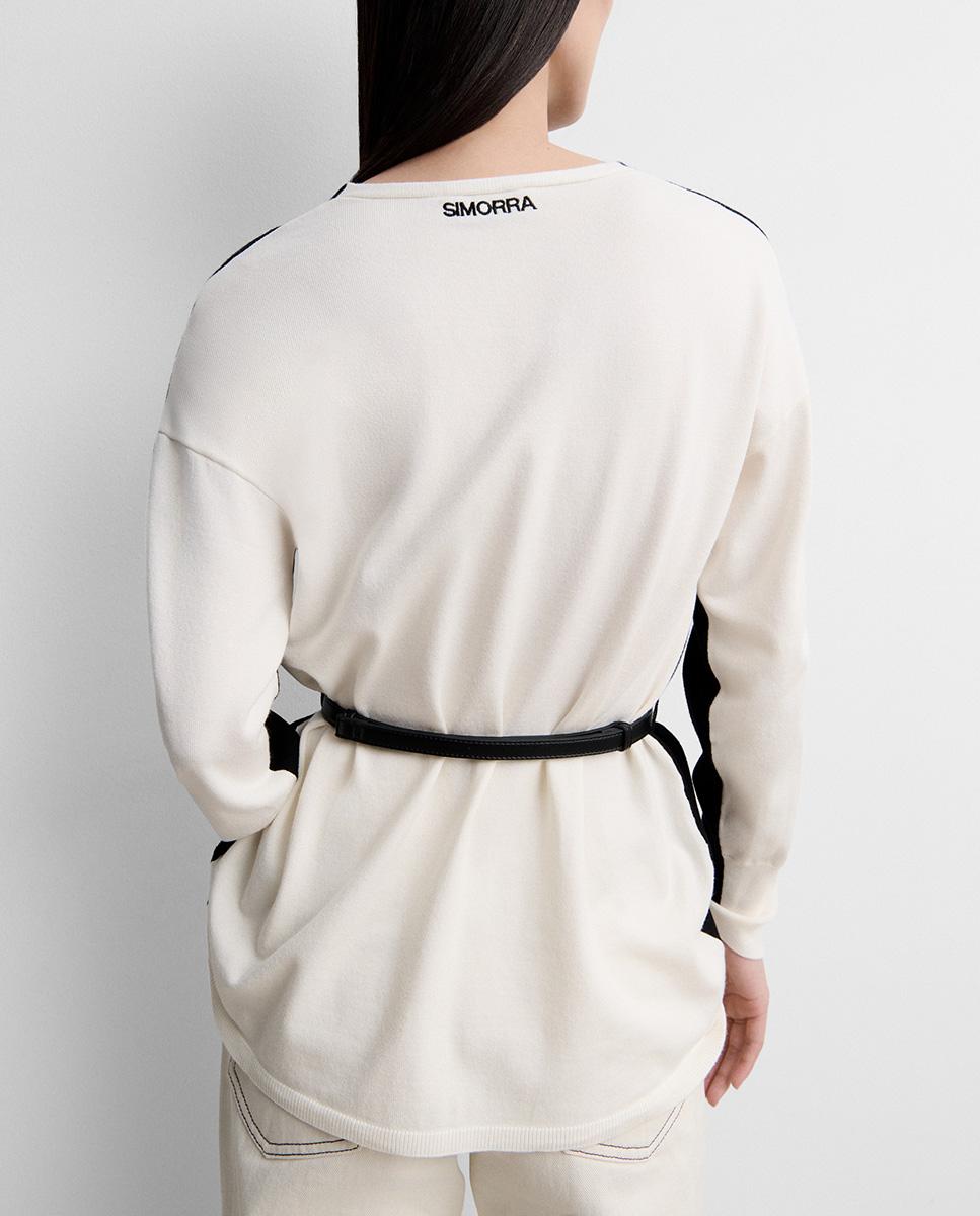 Jersey de mujer bicolor cinturón - Simorra - Negro Negro-5