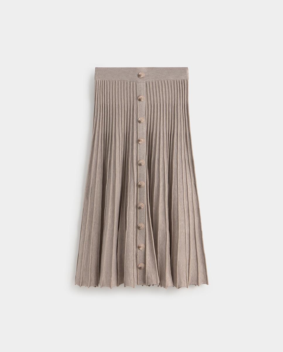 Falda midi punto evasé - Simorra - Beige Beige-5