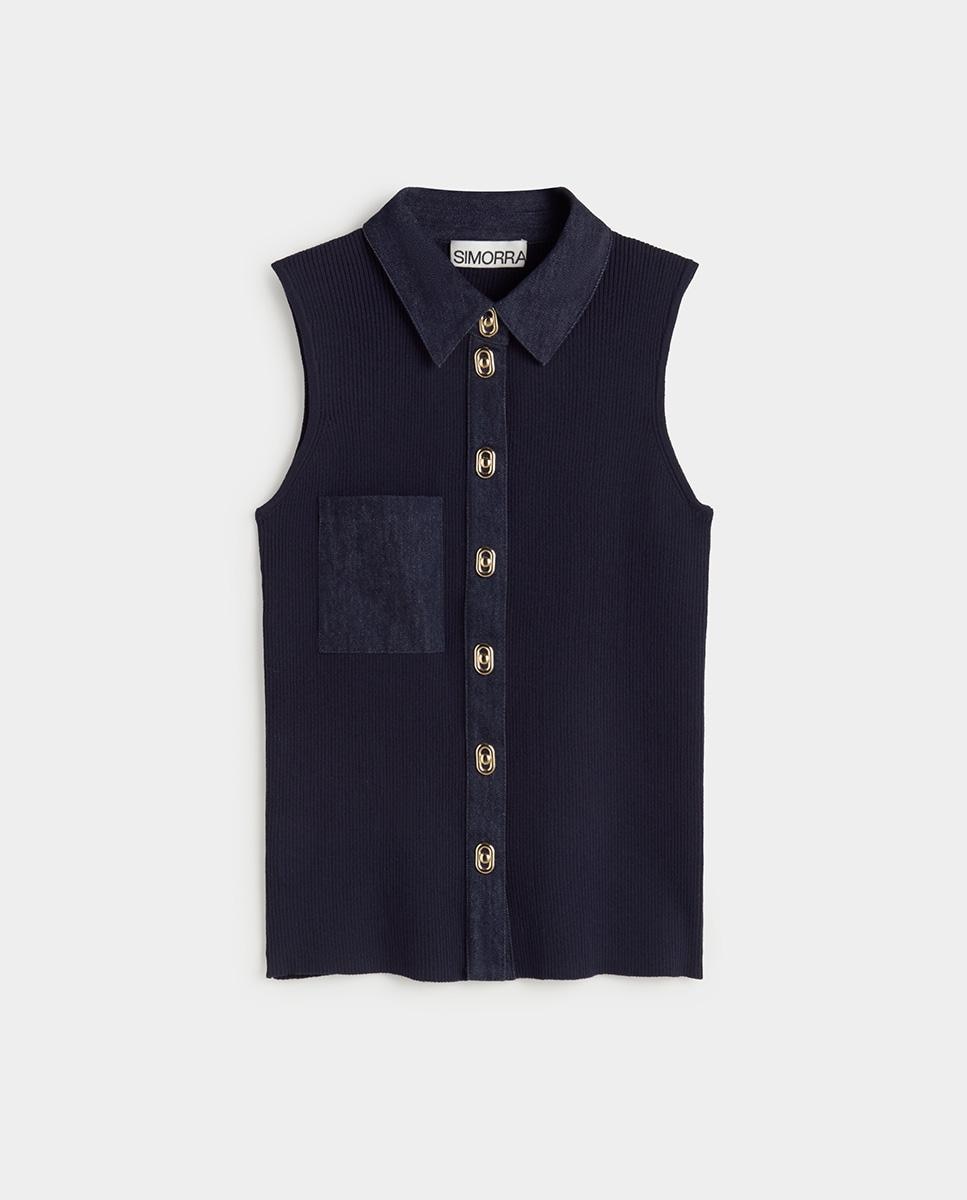 Top de mujer punto bimateria - Simorra - Azul Azul-5