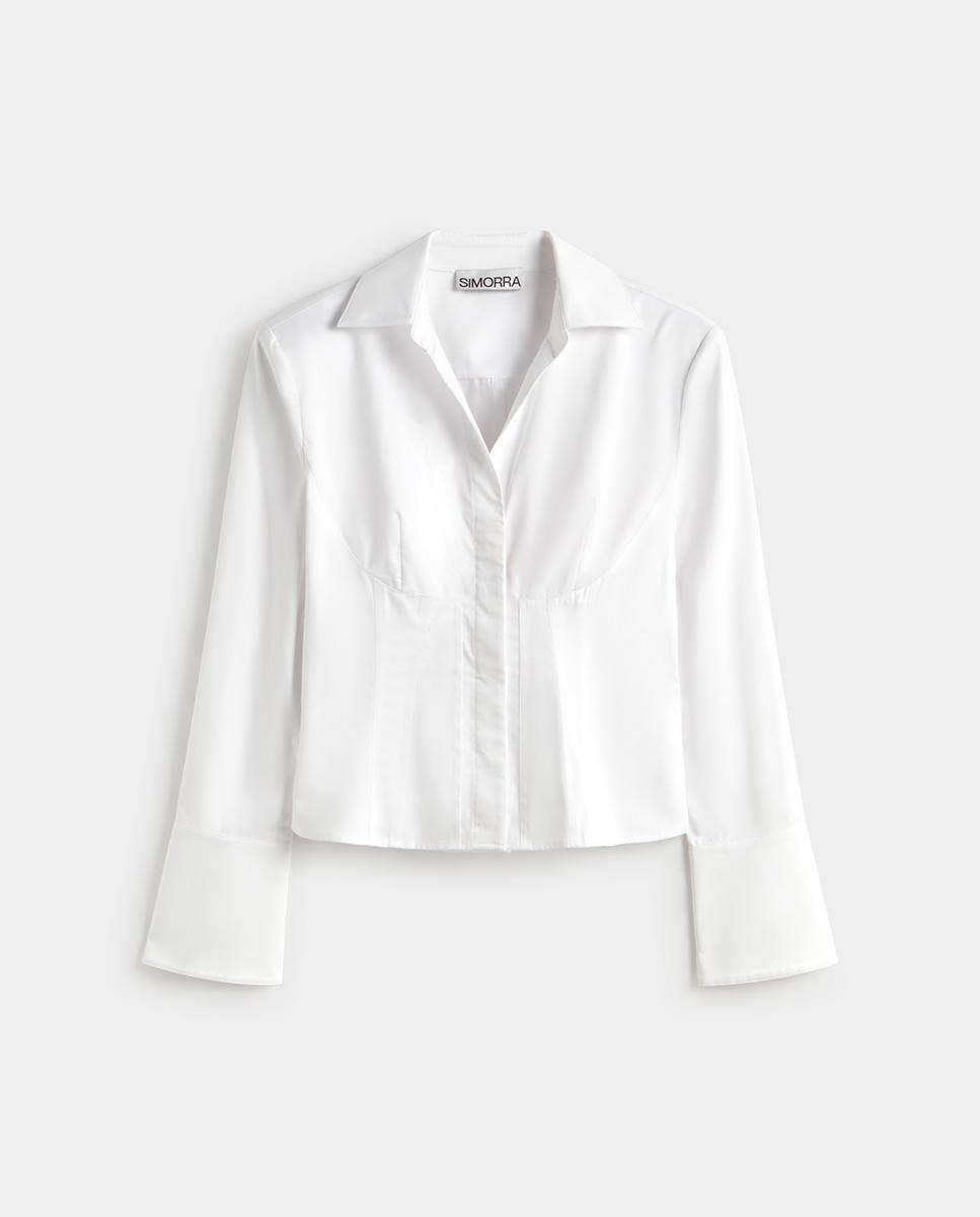 Camisa de mujer corta corsetera - Simorra - Blanco Blanco-6