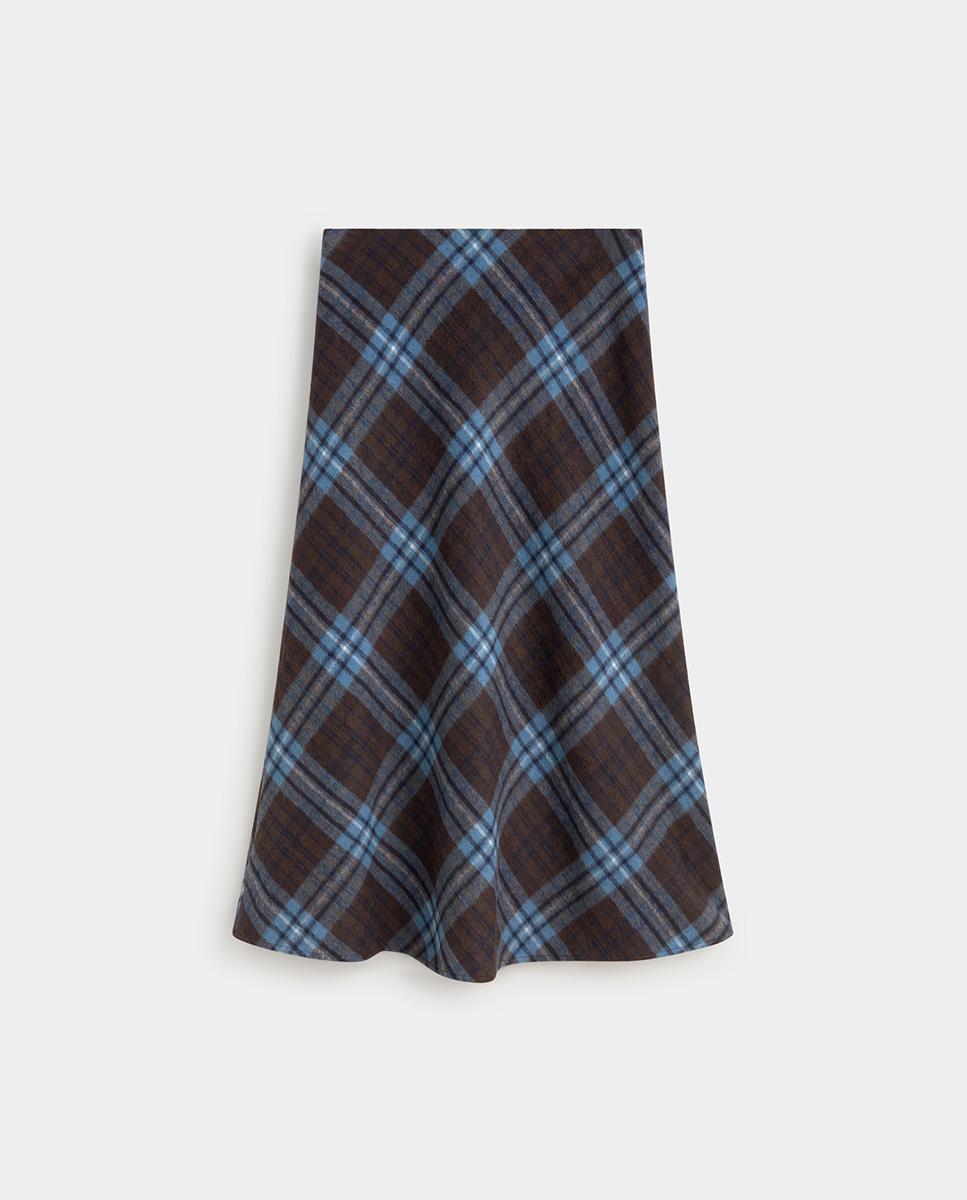 Vestido midi tul estampado de manga larga de cuello caja - Simorra - Azul Azul-5