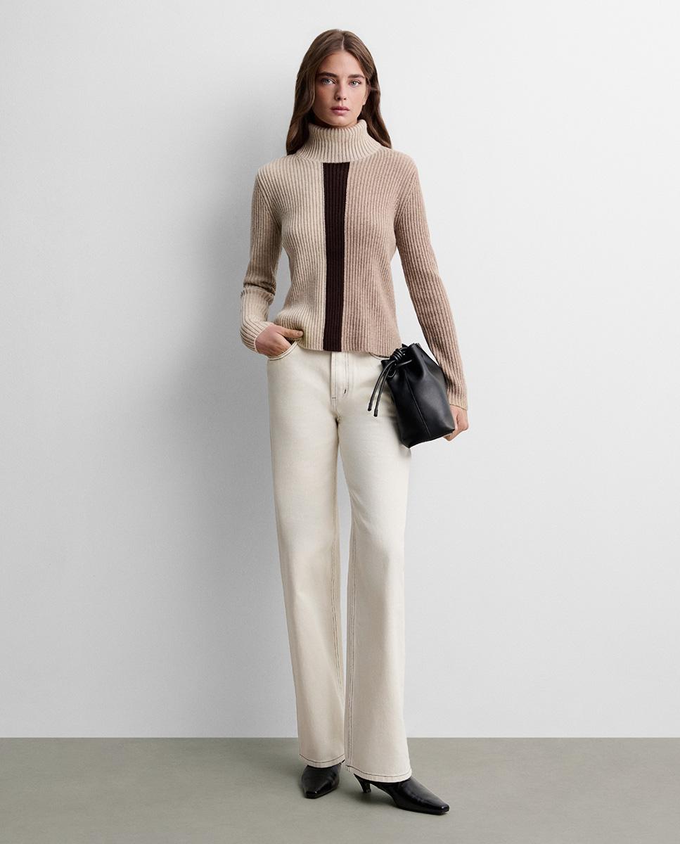Jersey de mujer punto tricolor - Simorra - Beige Beige-1