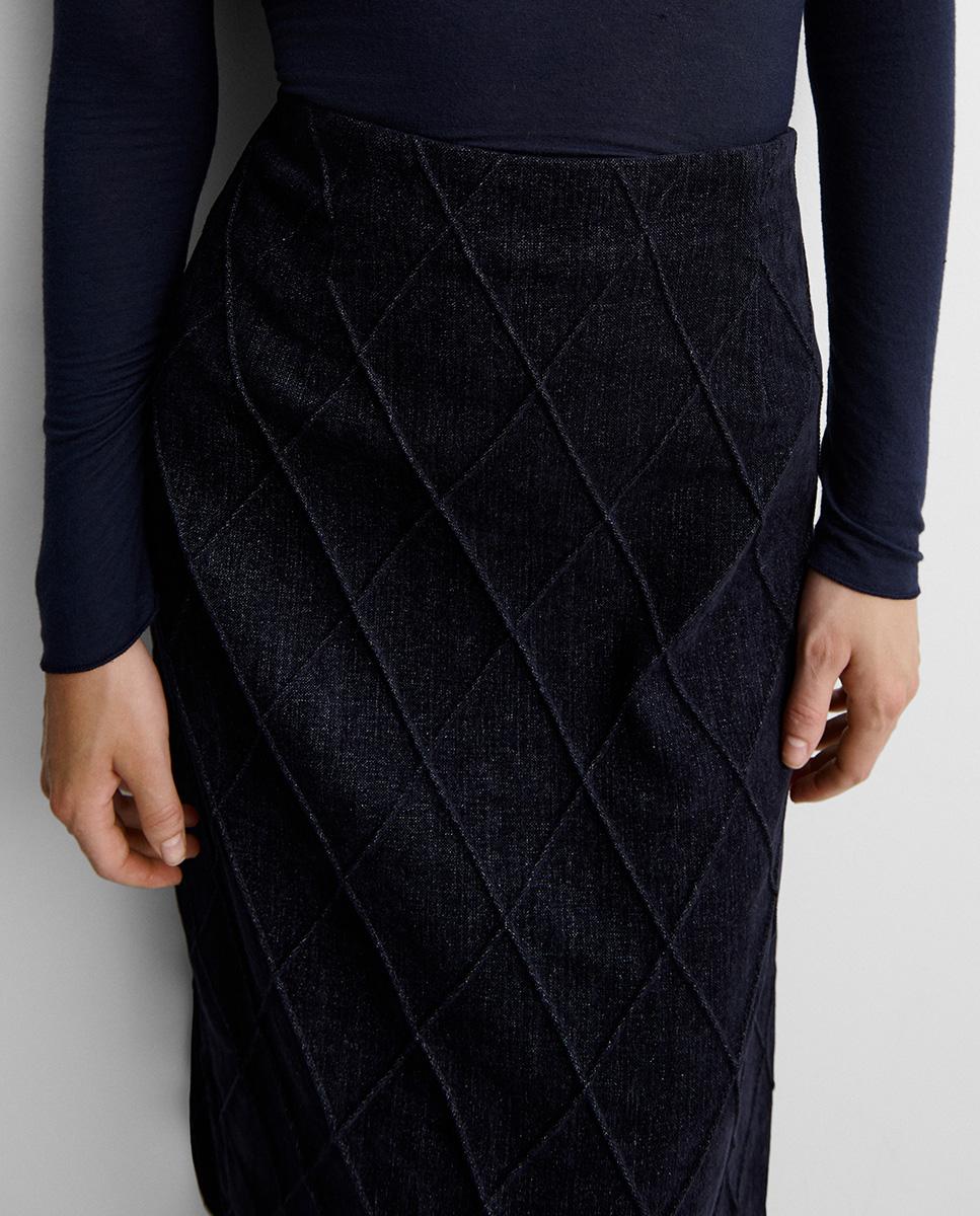 Falda midi efecto denim - Simorra - Azul Azul-4