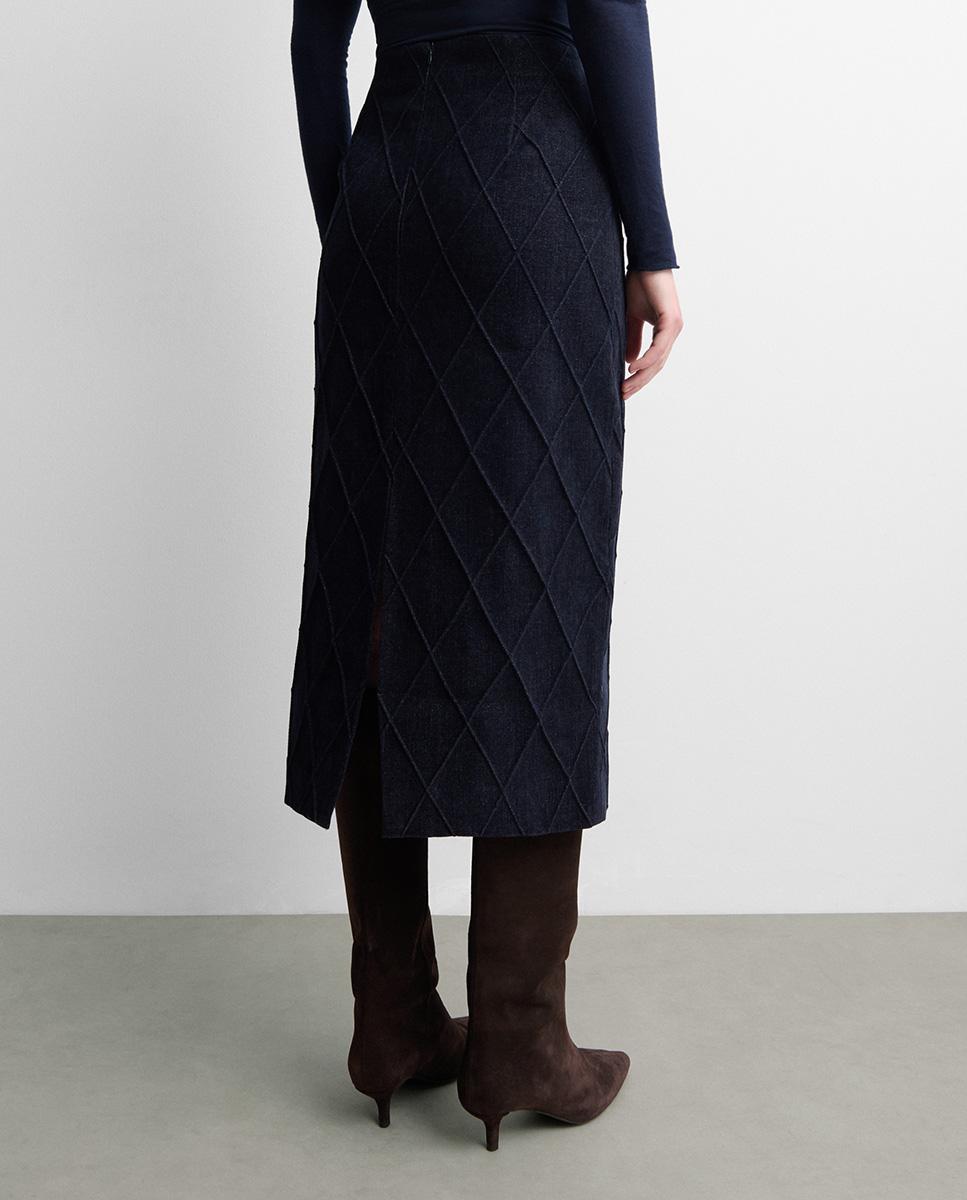 Falda midi efecto denim - Simorra - Azul Azul-5