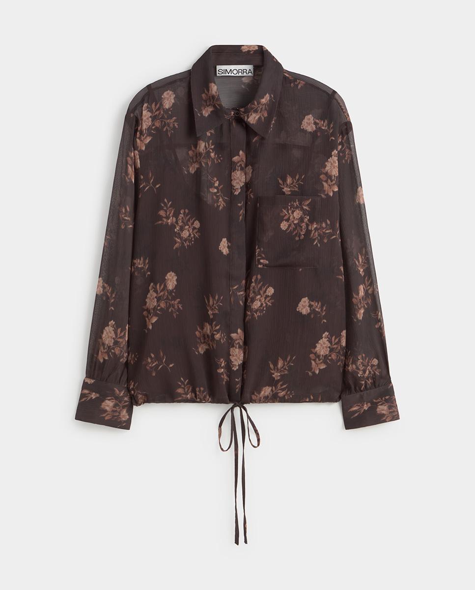 Blusa de mujer crop estampada - Simorra - Marrón Marrón-2